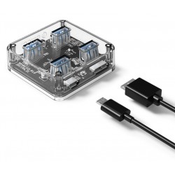 OROCO USB hub MH4U-U3, 4x θυρών, 5Gbps, διάφανο