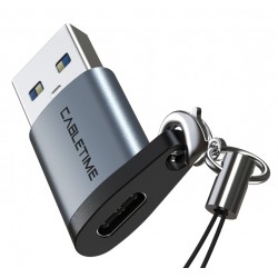 CACLETIME αντάπτορας USB-C σε USB CT-AMCF, 2.1A, 5Gbps, γκρι