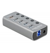 DEDOCK USB hub 63262 &mu;&epsilon; &delta;&iota;&alpha;&kappa;ό&pi;&tau;&epsilon;&sigmaf;, 5x &theta;&upsilon;&rho;ώ&nu;, 5Gbps, 2.4A, &gamma;&kappa;&rho;&iota;