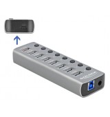 DEDOCK USB hub 63264 &mu;&epsilon; &delta;&iota;&alpha;&kappa;ό&pi;&tau;&epsilon;&sigmaf;, 9x &theta;&upsilon;&rho;ώ&nu;, 5Gbps, 12V/2.25A PD, &gamma;&kappa;&rho;&iota;