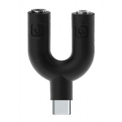 POPERTECH αντάπτορας USB-C σε 2x 3.5mm CAB-J052, μαύρος