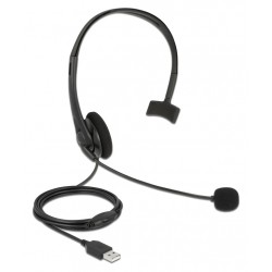 DEDOCK headphones με μικρόφωνο 27177, mono, USB, volume control, μαύρα