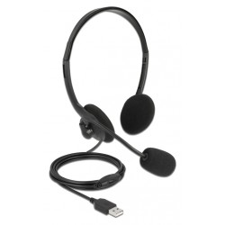 DEDOCK headphones με μικρόφωνο 27178, stereo, USB, volume control, μαύρα