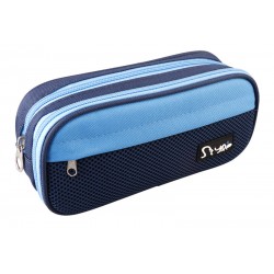 MPMυφασμάτινη κασετίνα PA1022-01, 3 θέσεων, μπλε