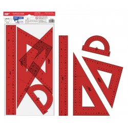 MPMσετ χάρακες PA144C, διάφανο πλαστικό, 4τμχ, κόκκινο