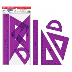 MPMσετ χάρακες PA144C, διάφανο πλαστικό, 4τμχ, μωβ