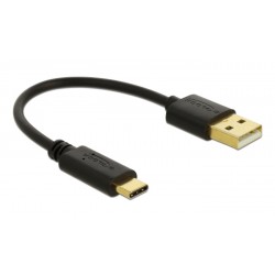 DEDOCK καλώδιο USB σε USB-C 85354, 3A, 22AWG, 0.15m, μαύρο