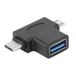 POWERTECH Αντάπτορας USB 3.0 (F) σε USB Type-C & Micro CAB-U117, μαύρο