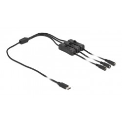 DEDOCK καλώδιο USB Type-C σε 3x DC 5.5 x 2.1mm 86801, 1m, μαύρο