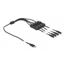 DEDOCK καλώδιο USB Type-C σε 4x DC 5.5 x 2.1mm 86802, 1m, μαύρο