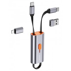 USUMS αντάπτορας USB-C σε USB-C/USB/Lightning SJ560, 60W PD, 0.3m, γκρι