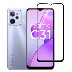 POPERTECH tempered glass 5D TGC-0580, Realme C31, full glue, μαύρο