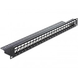 DEDOCK keystone patch panel 43277, 19"/1U, 24 ports, μαύρο