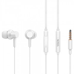 YIYON earphones με μικρόφωνο X2, 3.5mm σύνδεση, Φ10mm, 1.36m, λευκά