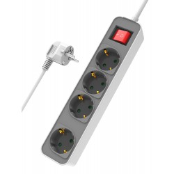 POPERTECH πολύπριζο ασφαλείας PT-1056, 4x schuko, 16A, 1.4m, λευκό