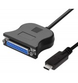 POPERTECH &kappa;&alpha;&lambda;ώ&delta;&iota;&omicron; USB-C &sigma;&epsilon; &pi;&alpha;&rho;ά&lambda;&lambda;&eta;&lambda;&eta; DB25 CAB-UC062, 1.8m, &mu;&alpha;ύ&rho;&omicron;