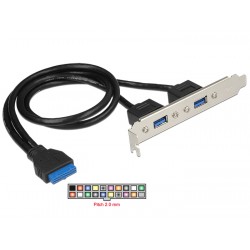 DEDOCK Cable USB 3.0 2x Type-A female σε 19pin header female