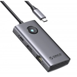 OROCO docking station PW11-6PR, 6 θυρών, USB-C σύνδεση, 100W PD 4K, γκρι
