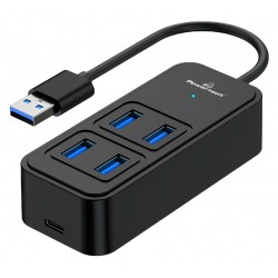 POPERTECH USB 3.2 hub PTR-0153, 4x θυρών, 5Gbps, USB σύνδεση, μαύρο