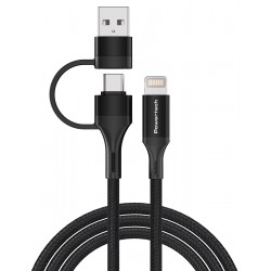 POPERTECH καλώδιο USB & USB-C σε Lightning PTR-0159, PD 27W, copper, 1.5m, μαύρο
