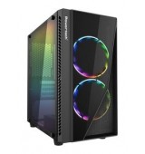 POWERTECH Gaming case PT-839, tempered glass, 3x 120mm fans (2x RGB)