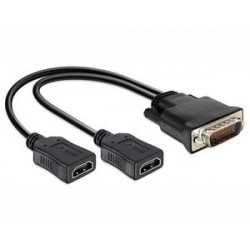DELOCK splitter από DMS-59 male σε 2x HDMI 19 pin female, 20cm, μαύρο