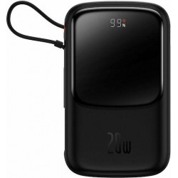 BABEUS QPOW PRO, POWERBANK, 10000MAh, ΜΕ ΚΑΛΩΔΙΟ LIGHTNING, 20W, ΜΕ ΨΗΦΙΑΚΗ ΟΘΟΝΗ, ΜΑΥΡΟ