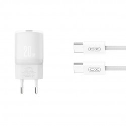XOXL143 ΦΟΡΤΙΣΤΗΣ PD20W, 1 ΘΥΡΑ TYPE-C, ΜΕ ΚΑΛΩΔΙΟ TYPE-C, ΛΕΥΚΟΣ