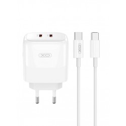 XOXL140 GaN NITRIDE ΦΟΡΤΙΣΤΗΣ 35W USB-C , 2 ΘΥΡΕΣ, ΜΕ ΚΑΛΩΔΙΟ TYPE-C, ΛΕΥΚΟΣ