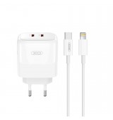 XOXL140 GaN NITRIDE &Phi;&Omicron;&Rho;&Tau;&Iota;&Sigma;&Tau;&Eta;&Sigma; 35W USB-C , 2 &Theta;&Upsilon;&Rho;&Epsilon;&Sigma;, &Mu;&Epsilon; &Kappa;&Alpha;&Lambda;&Omega;&Delta;&Iota;&Omicron; LIGHTNING, &Lambda;&Epsilon;&Upsilon;&Kappa;&Omicron;&Sigma;