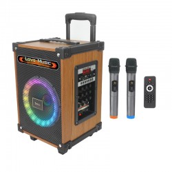 HOHO HA2 ΞΥΛΙΝΟ ΗΧΕΙΟ BLUETOOTH WAVE WIRELESS ΜΕ 2 ΑΣΥΡΜΑΤΑ ΜΙΚΡΟΦΩΝΑ, 40w + 5w TWEETER