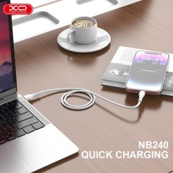 XOXNB240 FOOTBALL ΚΑΛΩΔΙΟ ΦΟΡΤΙΣΗΣ LIGHTNING SOFT RUBBER, ΛΕΥΚΟ