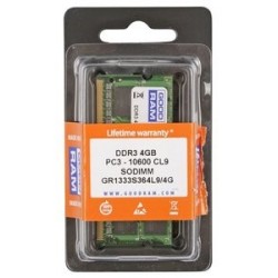 GOODRAM Μνήμη DDR3 SODIMM GR1333S364L9S-4G, 4GB, 1333MHz, PC3-10600, CL9