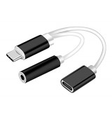 POPERTECH &alpha;&nu;&tau;ά&pi;&tau;&omicron;&rho;&alpha;&sigmaf; USB-C &sigma;&epsilon; USB-C & 3.5mm &theta;&eta;&lambda;&upsilon;&kappa;ό CAB-UC030, &lambda;&epsilon;&upsilon;&kappa;ό&sigmaf;