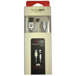 NGNΜΑΓΝΗΤΙΚΟ ΚΑΛΩΔΙΟ DATA+CHARGE 2 ΣΕ 1, MICRO USB+LIGHTNING