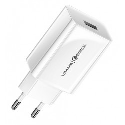 USUMS φορτιστής τοίχου T22, 1x USB, QC3.0 18W 3A, λευκός