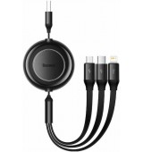 BABEUS BRIGHT MIRROR 2 SERIES, 3 &Sigma;&Epsilon; 1, RETRACTABLE, TYPE-C + MICRO USB + LIGHTNING, 3.5A, 1.1M, &Mu;&Alpha;&Upsilon;&Rho;&Omicron;