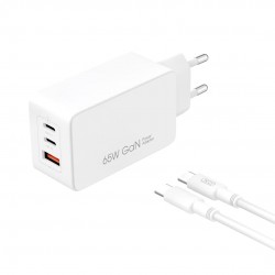 XOXCE13 ΦΟΡΤΙΣΤΗΣ 65W GAN ΜΕ ΚΑΛΩΔΙΟ PD ΣΕ TYPE-C, ΛΕΥΚΟ