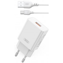 XOXL127 ΦΟΡΤΙΣΤΗΣ QC18W, 1 ΘΥΡΑ, ΜΕ ΚΑΛΩΔΙΟ TYPE-C, ΛΕΥΚΟΣ