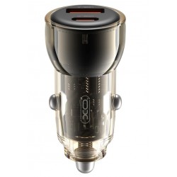 XOXCC60 ΦΟΡΤΙΣΤΗΣ ΑΥΤΟΚΙΝΗΤΟΥ 60W, 1 ΘΥΡΑ TYPE-C + 1 ΘΥΡΑ USB, ΔΙΑΦΑΝΟΣ ΜΑΥΡΟ
