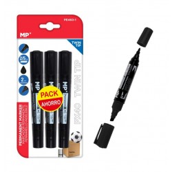 MPMανεξίτηλος μαρκαδόρος PE460-1, με 2x μύτες 2/5mm & 2mm, μαύρος, 3τμχ