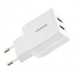 USUMS φορτιστής τοίχου T24 US-CC090, 2x USB, 2.1A, λευκός