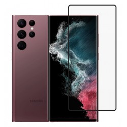 POPERTECH tempered glass 3D, full glue, Samsung S22 Ultra 5G, μαύρο