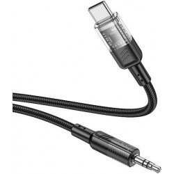 HOHO UPA27 SPIRIT, ΔΙΑΦΑΝΕΣ ΚΑΛΩΔΙΟ ΗΧΟΥ AUX, 1.2m, ΜΑΥΡΟ