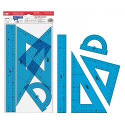 MPMσετ χάρακες PA144C, διάφανο πλαστικό, 4τμχ, μπλε
