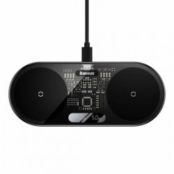 BABEUS DIGITAL LED DISPLAY, ΑΣΥΡΜΑΤΟΣ ΦΟΡΤΙΣΤΗΣ, 2 ΣΕ 1, 20W, ΜΑΥΡΟ