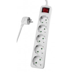 POPERTECH πολύπριζο PT-878, 5x schuko, 16A, 5m, λευκό