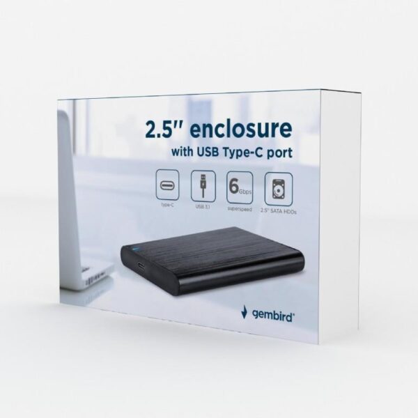 GEMBIRD U3S6 ΘΗΚΗ ΓΙΑ HDD 2.5" USB 3.0 TYPE C, ΑΛΟΥΜΙΝΙΟ, ΜΑΥΡH