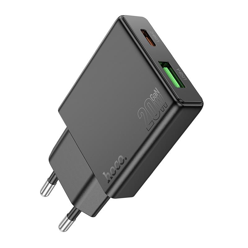 HOCO N38 DELGADO PD20W+QC3.0 ΦΟΡΤΙΣΤΗΣ, 2 ΘΥΡΕΣ, ΜΑΥΡΟ