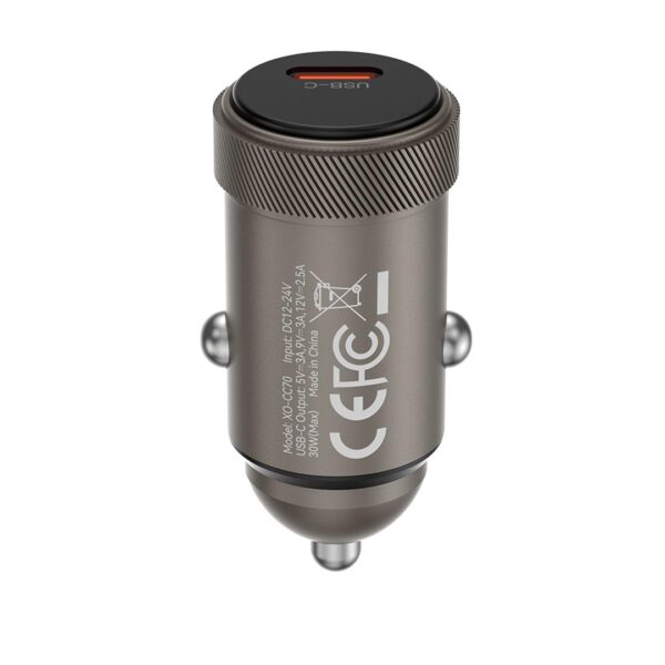 XO CC70 MINI METAL ΦΟΡΤΙΣΤΗΣ ΑΥΤΟΚΙΝΗΤΟΥ, PD30W, 1 ΘΥΡΑ PD, ΜΑΥΡΟΣ